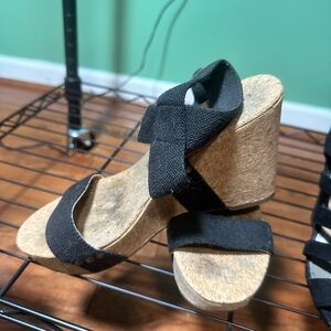 Lucky Brand Black Wedge Sandals